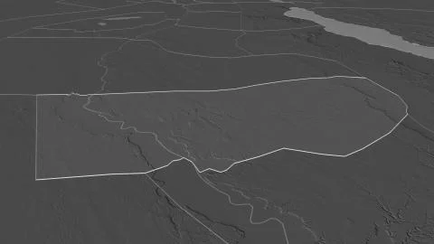 Asyut, Egypt. Bilevel elevation map with surface waters Stock Illustration