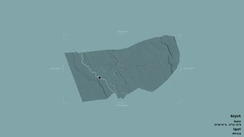 Asyut - Egypt. Bounding box. Administrative Stock Illustration