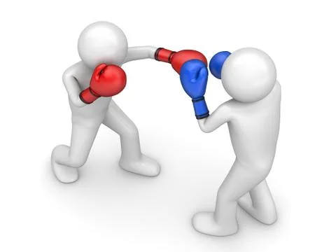 Atack in boxing! (3d isolated characters sports series) Stock Illustration
