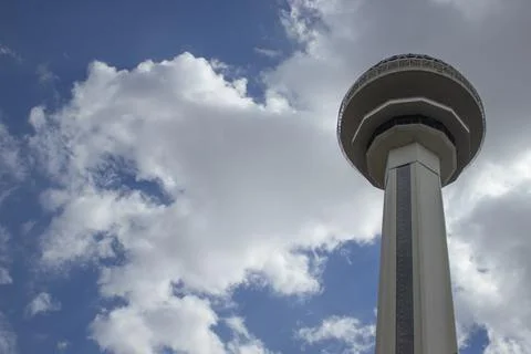 Atakule Tower Against Clouds, Close View Stock Photos