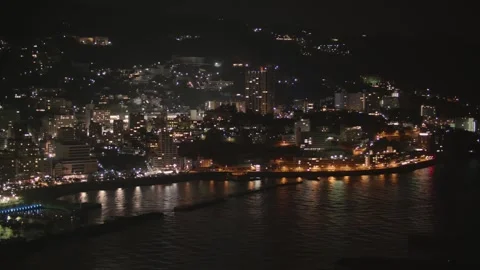 Atami Night View: Hot Spring Town, Bread, Right to Left Stockbeeldmateriaal 333152857