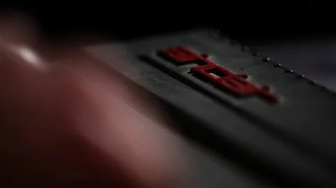 Atari Sinclair log on keyboard jib up and down Stock Footage 47463668