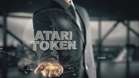 Atari Token with hologram businessman concept Stock Footage 217659935