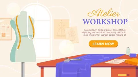 Atelier workshop vector poster Stock Illustration
