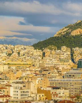 Atenas Aerial View Cityscape Aerial view cityscape of athens from top of p... Stock Photos