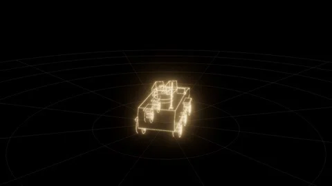 Atgm archive self assembling turntable technical drawing 3D animation seamless Stock Footage 342240417