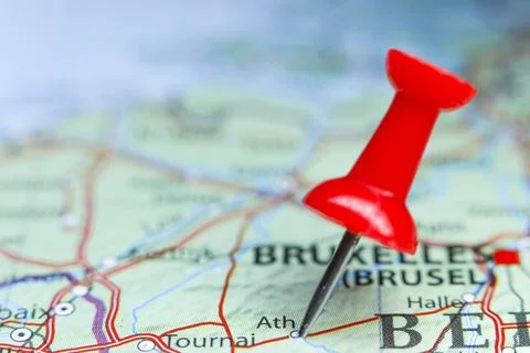 Ath, Belgium pin on map Stock Photos