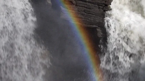 Athabasca Fall and Rainbow Stock Footage 31822696