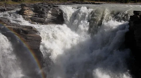 Athabasca Fall and Rainbow Stock Footage 31822823