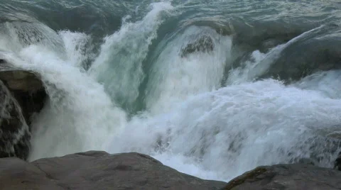 Athabasca Falls Crest MCU Stock Footage 139449