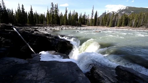 Athabasca Falls Stock Footage 87873369