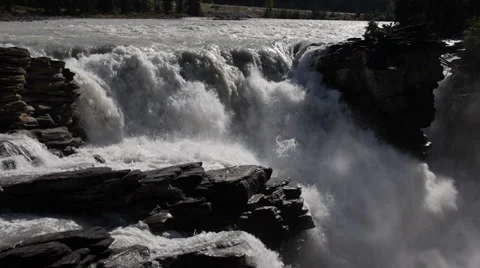 Athabasca Falls Wide View Stock Footage 31822452