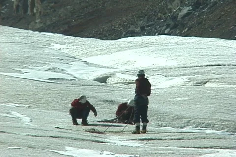 Athabasca Glacier and Mountain view Stock Footage