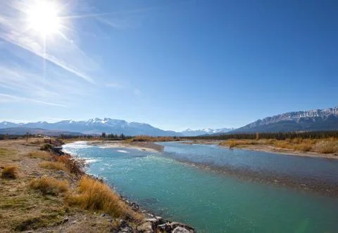 Athabasca River in Alberta Stock Photos