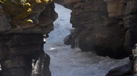 Athabasca River Gorge Below Athabasca Falls Stock Footage 31823618