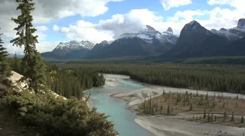 Athabasca Valley WS from Goat point Stock Footage 139712