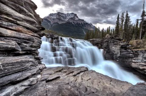 Athabasca Waterfall Alberta Canada Stock Photos