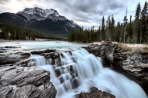 Athabasca Waterfall Alberta Canada Stock Photos