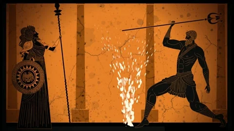 Athena creating an olive tree while poseidon creates a spring Stock Footage 342367408