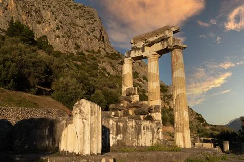 The Athena temple complex, Delphi, Greece Stock Photos