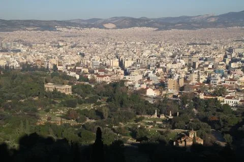 Athens and Acropolis Foto stock