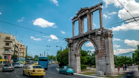 Athens - The Arc of Hadrian (Hadrians gate) Stock Footage 56269594