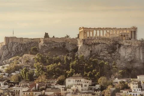 Athens, Attica - GR - Oct 27, 2024  Sunrise over the Acropolis of Athens, a.. Stock Photos
