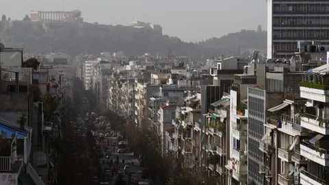 Athens City Impression In Winter 스톡 동영상 87576919