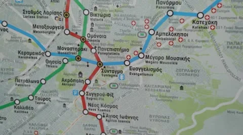 Athens city views - subway map Video stock 12575491