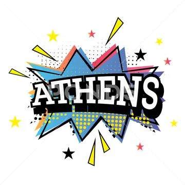 Athens Comic Text In Pop Art Style.
