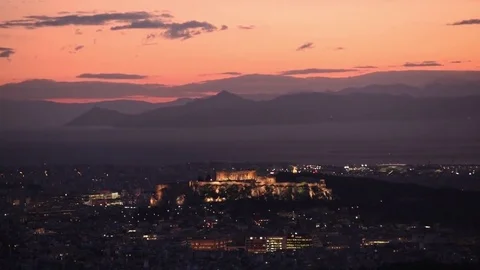 Athens dusk view! Video stock 85321860