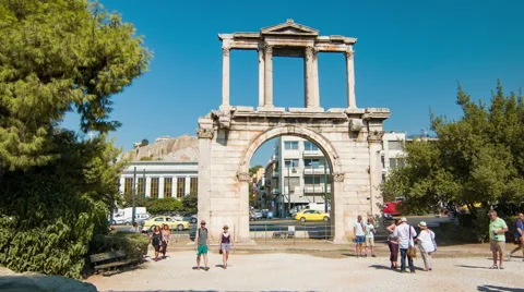 Athens Greece Arch of Hadrian Stock Footage 67598458