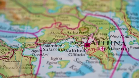 Athens, Greece highlighted on a world map 4K Stock Footage 300658071
