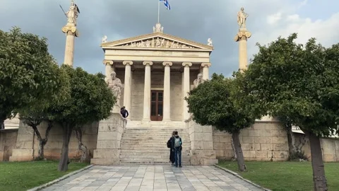 Athens, Greece - Mar 10, 2024: Academy of Athens, Greece's national academy a Stock Footage 344919151