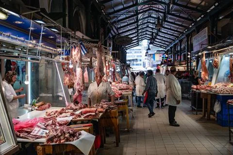 ATHENS, GREECE - MAY 14, 2022: Central Municipal Athens Market. Foto stock