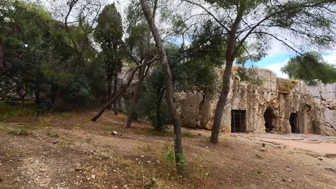 Athens, Greece Socrates cave prison ruins stone rock at Greek park Stock Footage 336782478