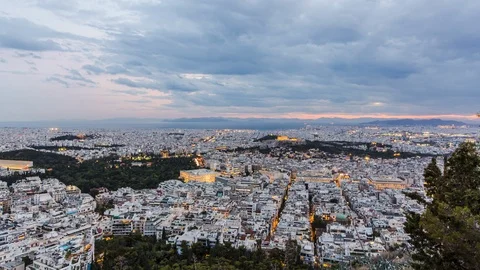 Athens Greece Sunset Stock Footage 92703657