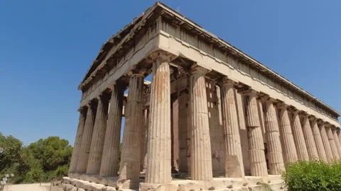 Athens Greece Temple of Hephaestus Ancient Agora Monument Slow Motion Stock Footage 208424067