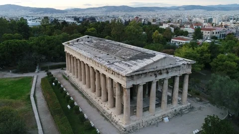 Athens Greece Temple Of Hephaestus Archaeological Site Stock Footage