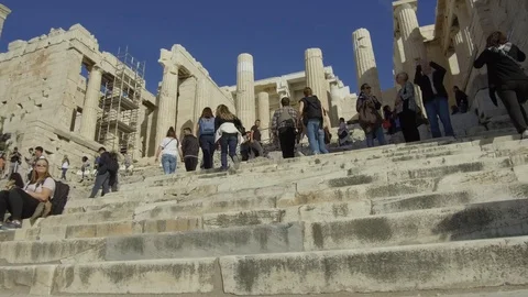 Athens greece walking up acropolis Stock-Footage 91808741