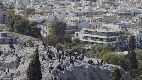 Athens Hill With People 스톡 동영상 87575461