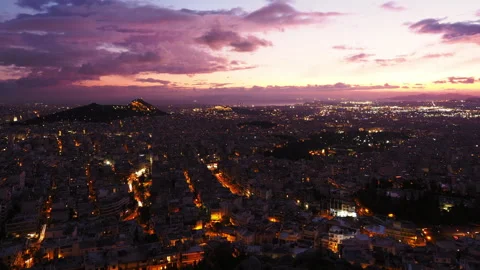 Athens landscape during sunset timelapse Stock Footage 253121120