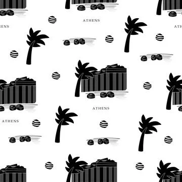 Athens, monochrome seamless pattern Stock Illustration