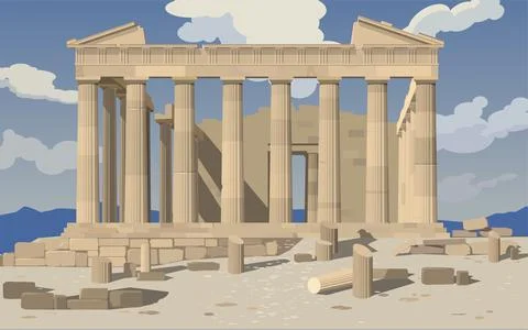 Athens. Parthenon. Acropolis. vector. Stock Illustration