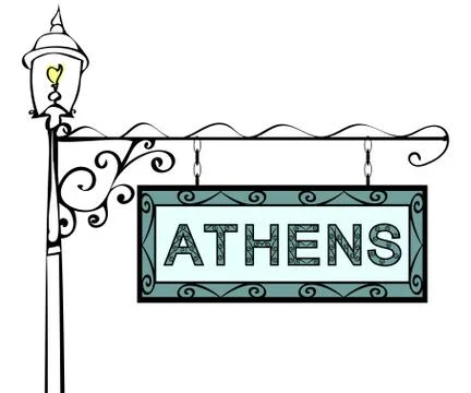 Athens retro vintage lamppost pointer Stock-Illustration