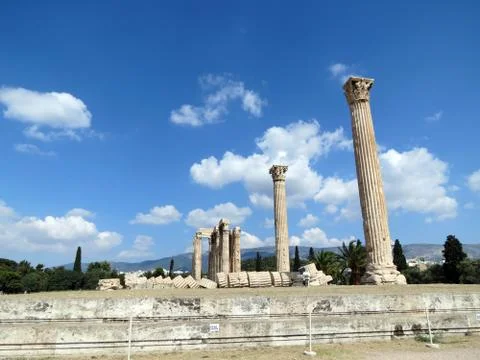 Athens, the ruins of the ancient  temple Stock Photos