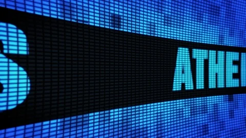 ATHENS Side Text Scrolling LED Wall Pannel Display Sign Board Stock Footage 107246756