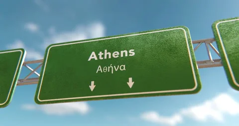 Athens Sign in a 3D animation Stock Footage 251342803