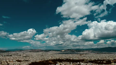 Athens skyline panorama summer clouds timelapse Video stock 49940313