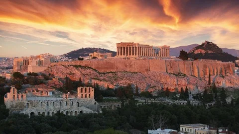 Athens Time lapse - Acropolis at sunset, Greece Stock Footage 105639619